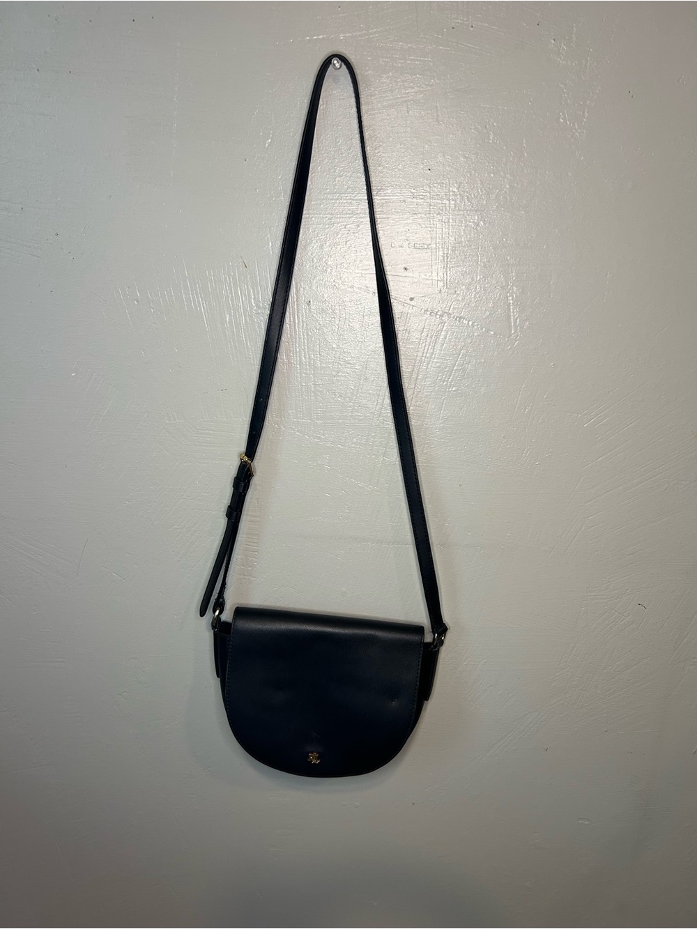 Polo by Ralph Lauren Black Leather Crossbody Saddle Bag